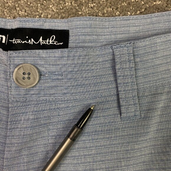 Travis Mathew Beck Shorts Men's 37 Blue Stripe Stretch Performance golf - Picture 5 of 14